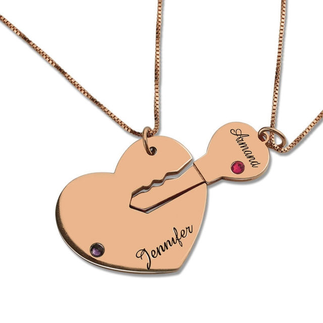 Picture of Key to My Heart Name Pendant Set for Couple in 925 Sterling Silver