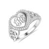 Picture of Engraved Heart Sterling Silver Monogram CZ Ring