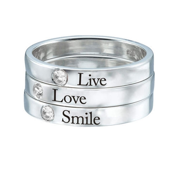 Picture of Stackable Birthstone Name Ring in 925 Sterling Silver