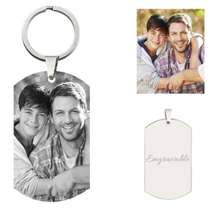 Picture of Personalized Stainless Steel Rectangular Pendant Photo Keychain