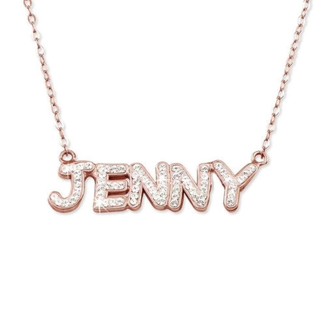 Picture of Name Necklace with Full of Birthstones in 925 Sterling Silver