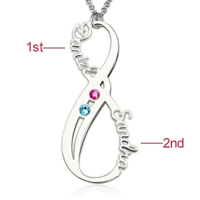 Picture of Vertical Infinity Custom Name Necklace in 925 Sterling Silver