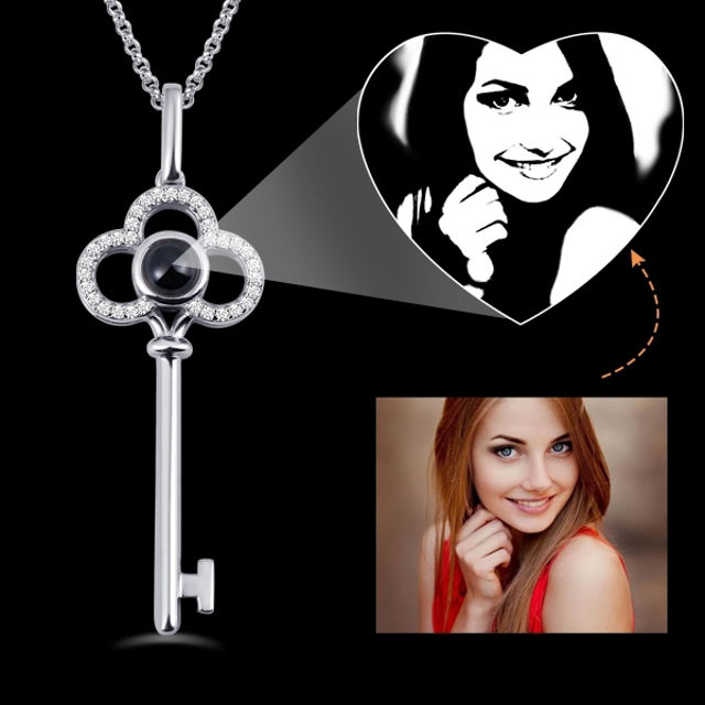 Picture of Custom Micro Engraved Photo Projection Key Necklace
