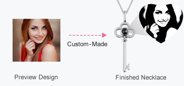 Picture of Custom Micro Engraved Photo Projection Key Necklace