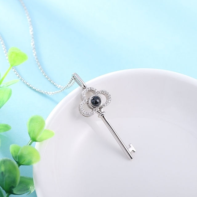 Picture of Custom Micro Engraved Photo Projection Key Necklace