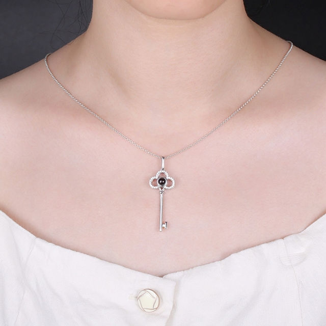 Picture of Custom Micro Engraved Photo Projection Key Necklace