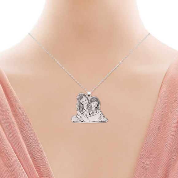 Picture of Personalized Memorial Silhouette Necklace in 925 Sterling Silver