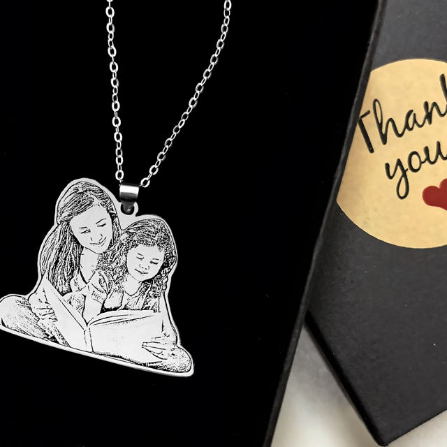 Picture of Personalized Memorial Silhouette Necklace in 925 Sterling Silver