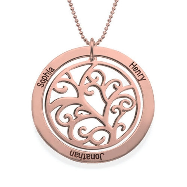 Picture of Personalized Circle Family Tree Birthstone 7 Names Necklace