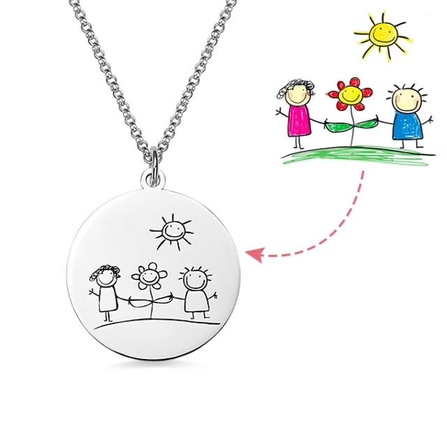 Picture of Personalized Graffiti Disc Necklace in 925 Sterling Silver