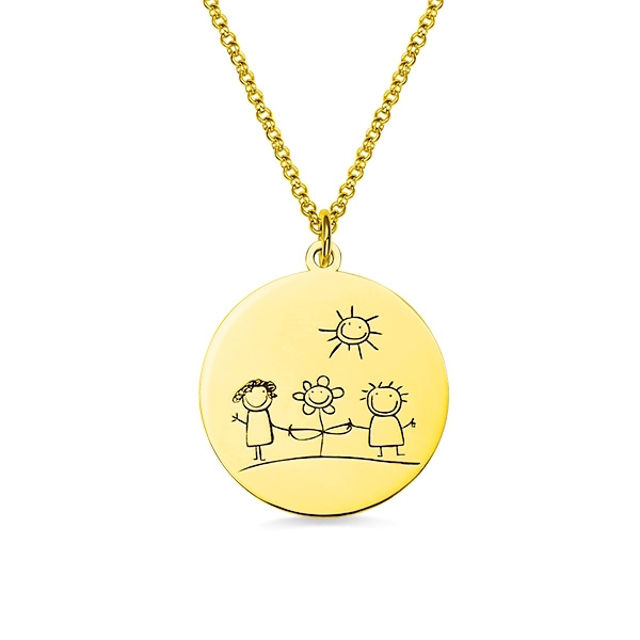 Picture of Personalized Graffiti Disc Necklace in 925 Sterling Silver