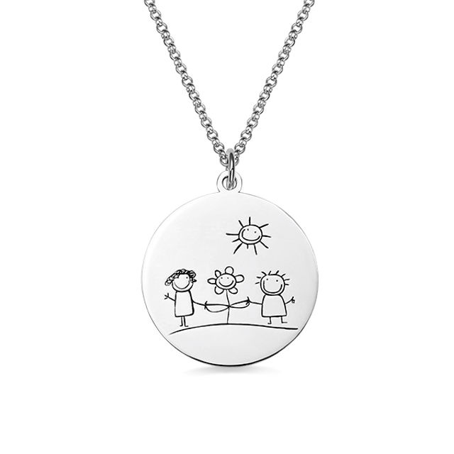 Picture of Personalized Graffiti Disc Necklace in 925 Sterling Silver