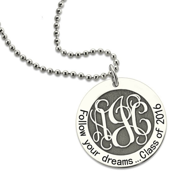 Picture of Follow Your Heart Monogram Necklace Graduation Necklace In Gold
