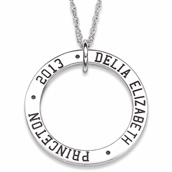 Picture of Sterling Silver Graduation Memories Engraved Disc Necklace