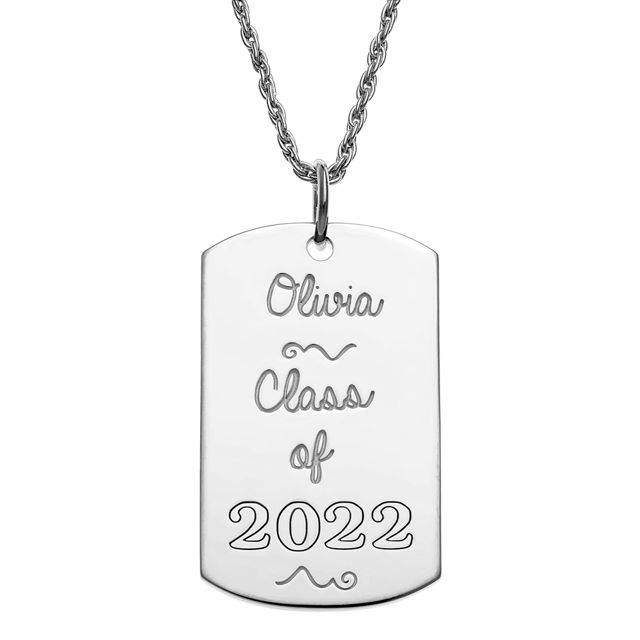 Picture of 925 Sterling Silver Graduation Dog Tag Pendant