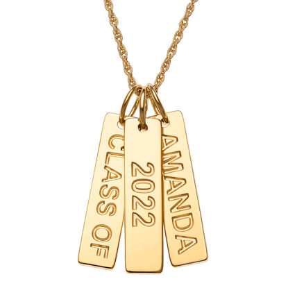 Picture of Gold Over Sterling Engraved Graduation 3 Tag Necklace