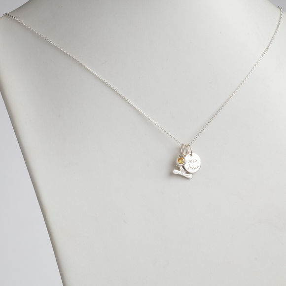 Picture of Sterling Silver Graduation Cluster Charm Necklace With Birthstone