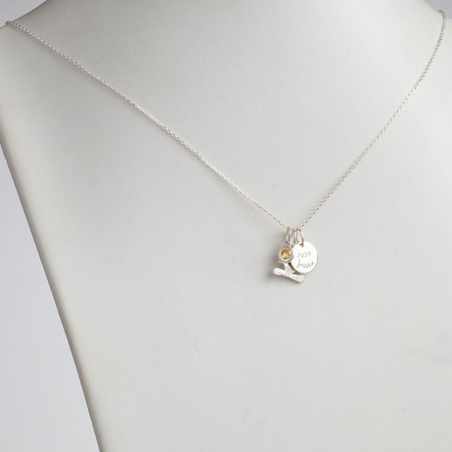Picture of Sterling Silver Graduation Cluster Charm Necklace With Birthstone