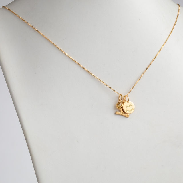 Picture of Sterling Silver Graduation Cluster Charm Necklace With Birthstone