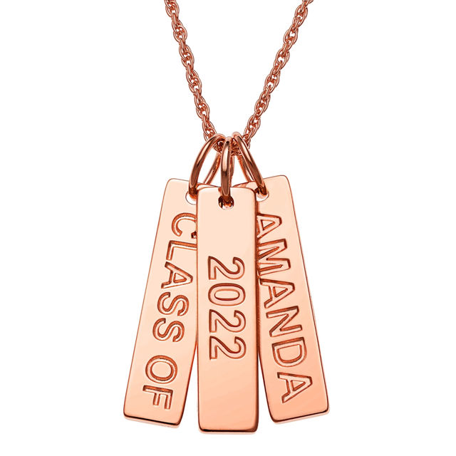 Picture of Gold Over Sterling Engraved Graduation 3 Tag Necklace