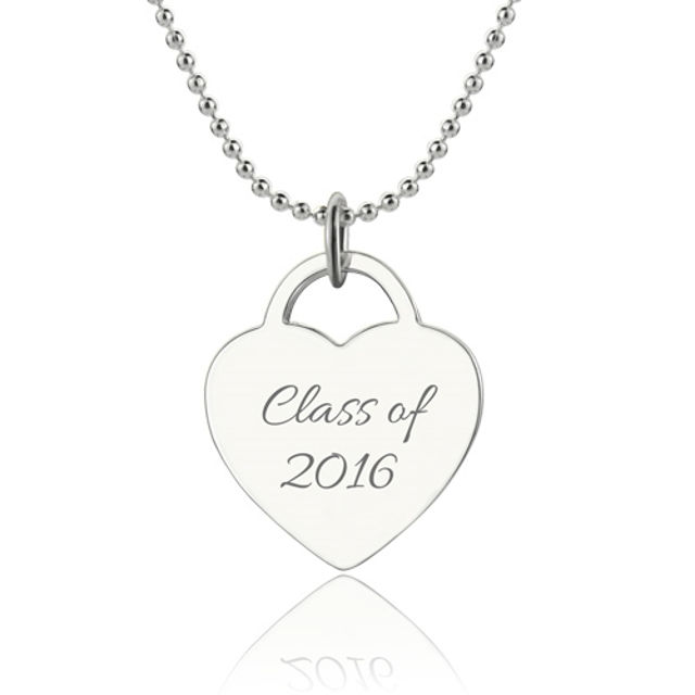 Picture of Engraved Name Heart Class Of…Graduate Necklace 18k Gold Plated