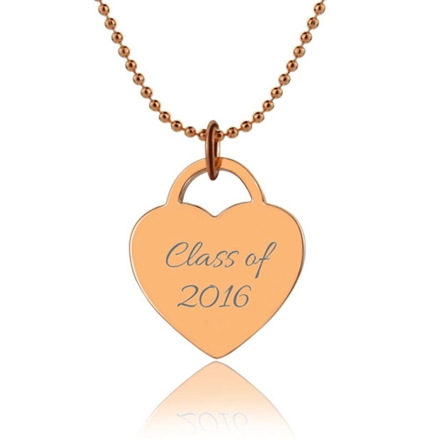 Picture of Engraved Name Heart Class Of…Graduate Necklace 18k Gold Plated