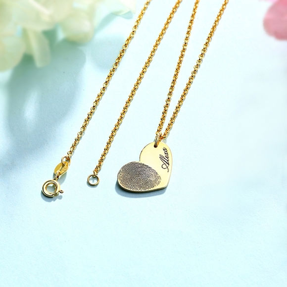 Picture of Personalized Fingerprint Heart Necklace With Name