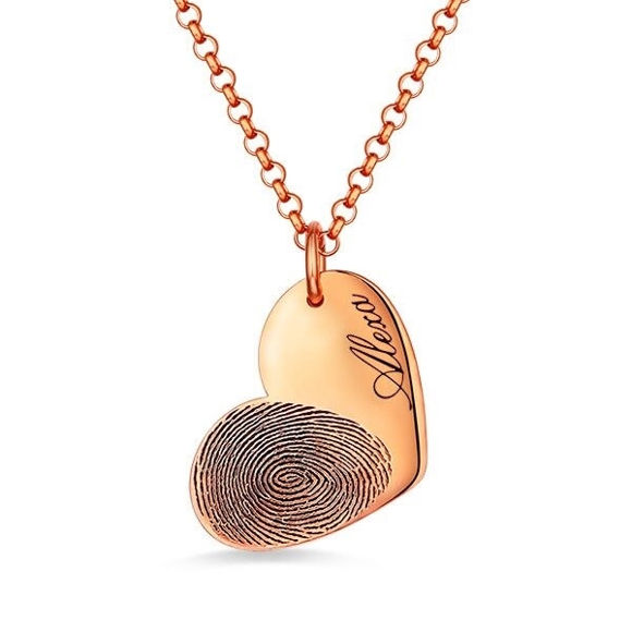 Imagen de Collar de corazón con huella digital personalizado con nombre