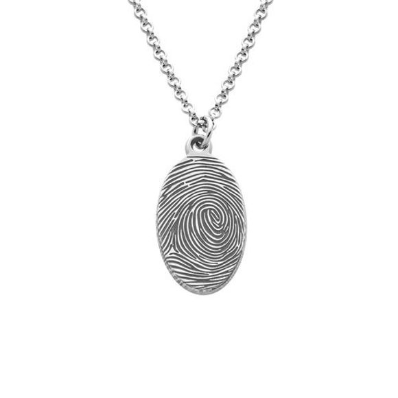 Bild von Fingerabdruck ovale Halskette aus Sterlingsilber