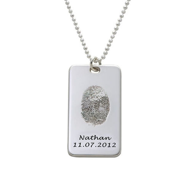 Picture of Fingerprint Tag Necklace in 925 Sterling Silver