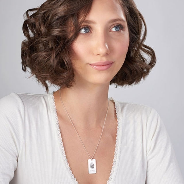 Picture of Fingerprint Tag Necklace in 925 Sterling Silver