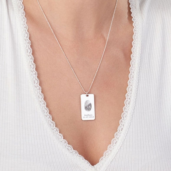Picture of Fingerprint Tag Necklace in 925 Sterling Silver