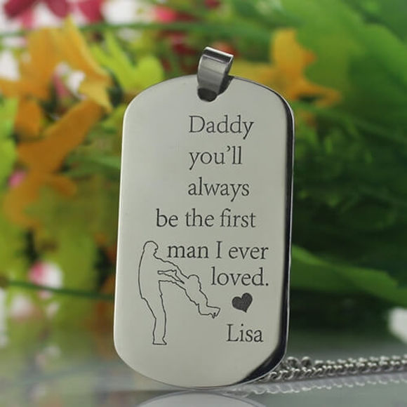 Bild von Titan Stahl Vaters Liebe Hundemarke Namenskette