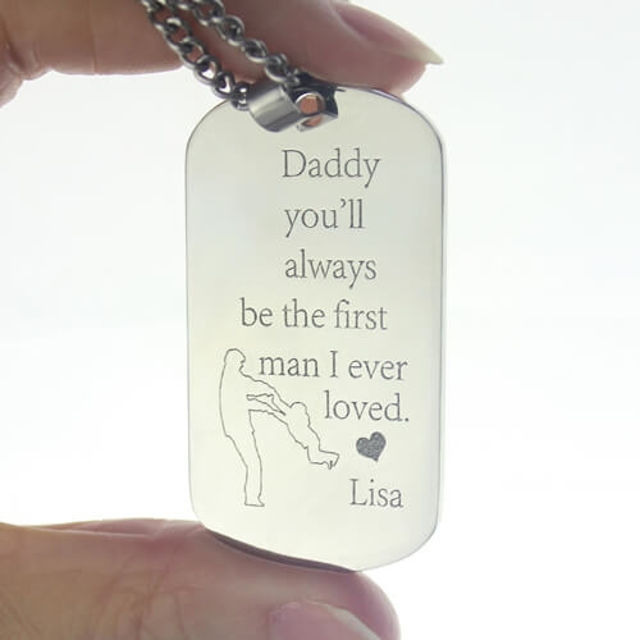 Picture of Titanium Steel Father's Love Dog Tag Name Necklace