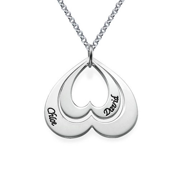 Imagen de Collar personalizado con doble corazón en plata de ley 925