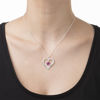 Picture of Engraved Heart Necklace with Hanging Heart Birthstone