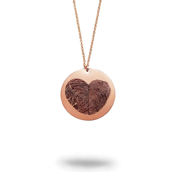 Imagen de Collar de plata con corazón de huella digital real - Joyas de huella digital personalizadas
