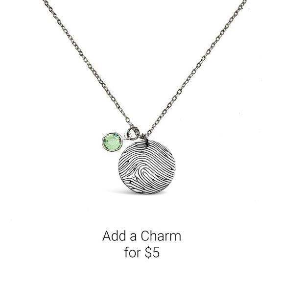 Picture of Personalized Fingerprint Round Pendant Necklace in 925 Sterling Silver
