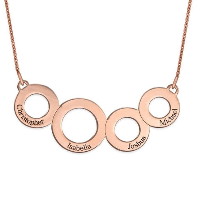 Picture of Engraved Connected Circles Necklace in 925 Sterling Silver