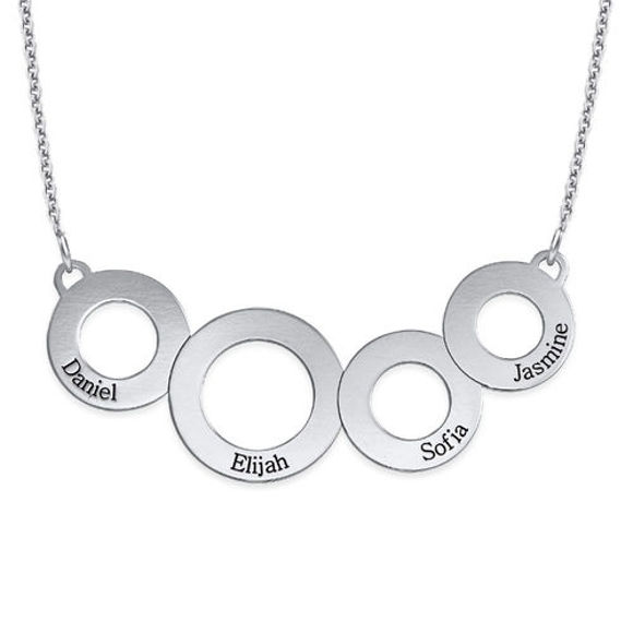 Picture of Engraved Connected Circles Necklace in 925 Sterling Silver