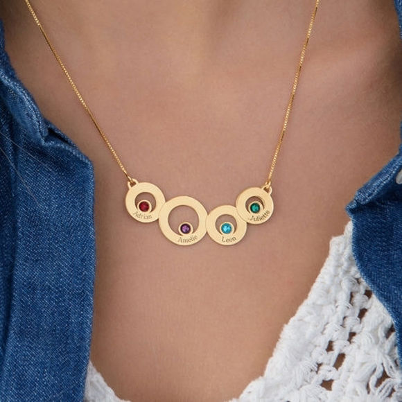 Bild von Gravierte Halskette Connected Circles aus 925er Sterlingsilber
