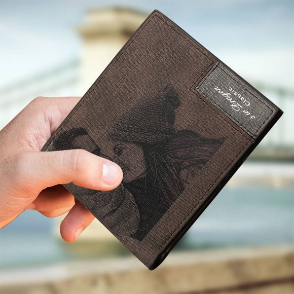 Picture of Personalized Men's Engraved Photo Wallet - Dark Brown