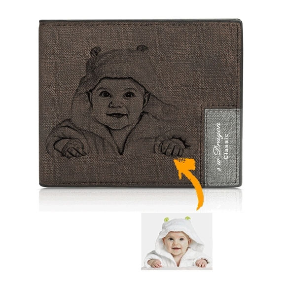 Imagen de Billetera personalizada para hombres con foto grabada - Marrón oscuro