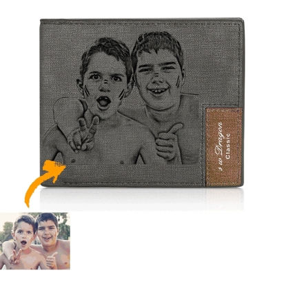 Picture of Men's Bifold Engraved Photo Wallet - Gray