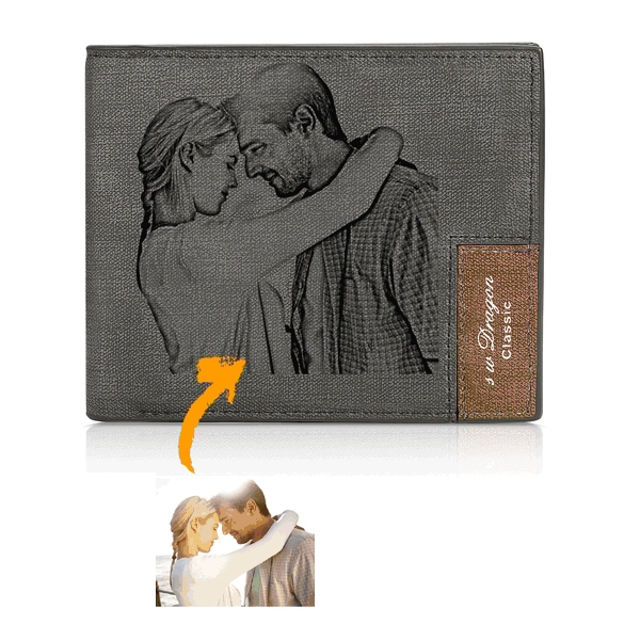 Picture of Men's Bifold Engraved Photo Wallet - Gray