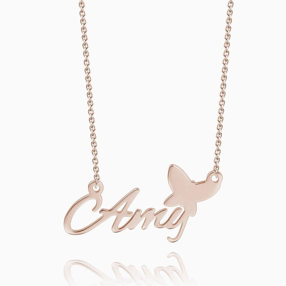 Picture of 925 Sterling Silver Personalized Name Necklace With Butterfly
