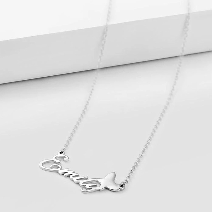 925 Sterling Silver Personalized Name Necklace With Butterfly