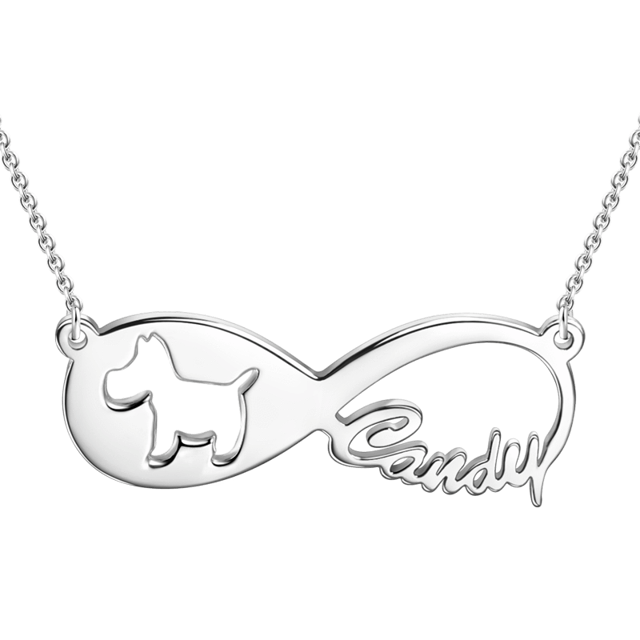 Picture of Dog Infinity Name Necklace 14K Gold Plated