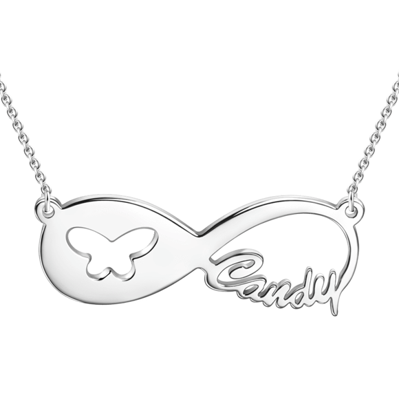 Bild von  Schmetterling Infinity Name Halskette