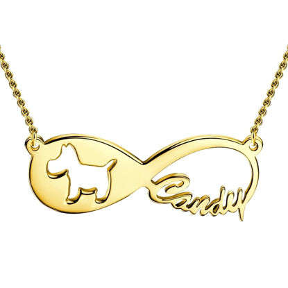 Picture of Dog Infinity Name Necklace 14K Gold Plated